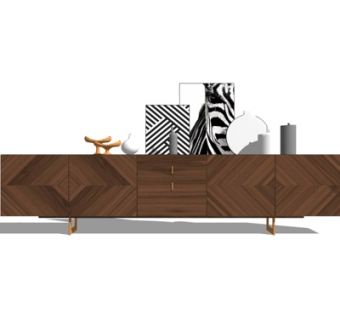 现代实木边柜su模型