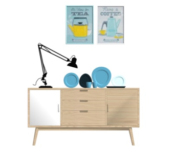 北欧实木边柜su模型