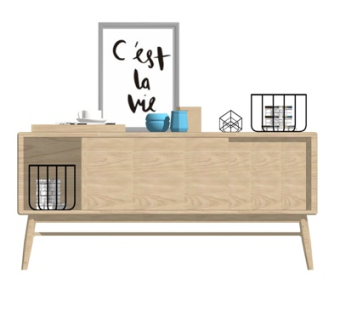 北欧实木边柜su模型