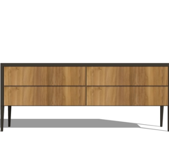 现代实木边柜su模型