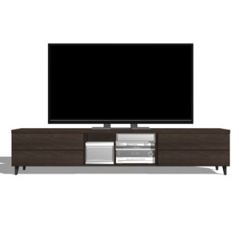 现代实木电视柜su模型