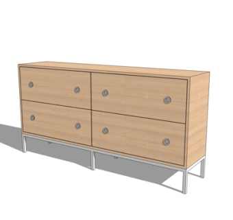 现代实木边柜su模型