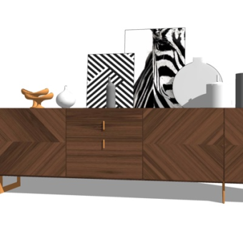 现代实木边柜su模型