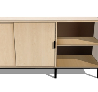 现代实木边柜su模型