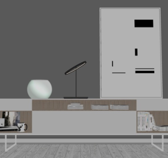 现代实木电视柜su模型