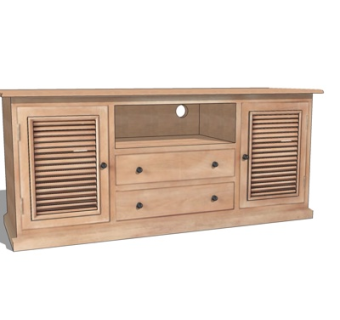 现代实木电视柜su模型