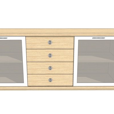 现代实木边柜su模型
