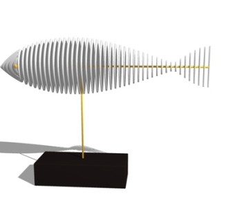 现代鱼形雕塑摆件su模型