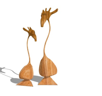 现代动物木雕摆件su模型