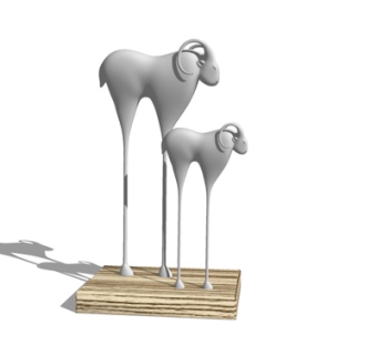 现代绵羊摆件su模型