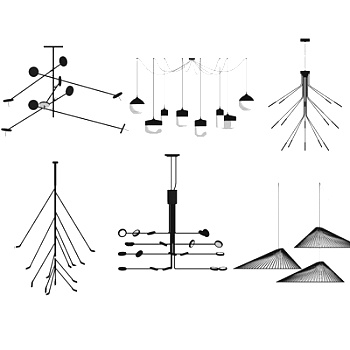 现代金属<em>吊灯组合</em>su模型