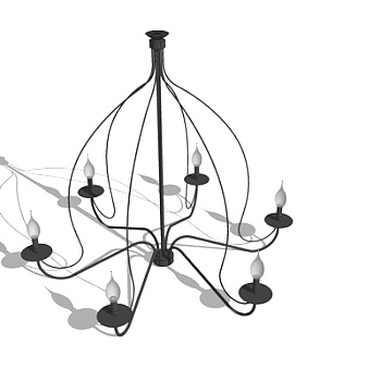 现代铁艺烛台吊灯su模型