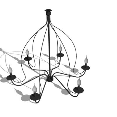 现代铁艺烛台吊灯su模型