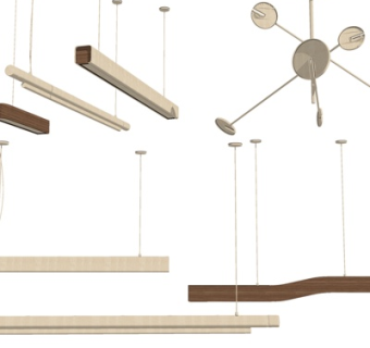 现代条形吊灯组合su模型