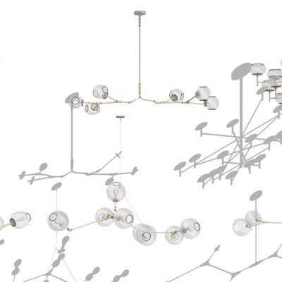 现代金属多头吊灯su模型