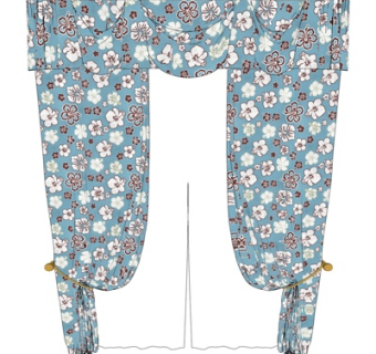 现代布艺窗帘su模型