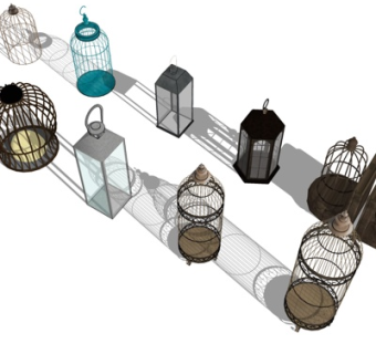 欧式铁艺鸟笼su模型