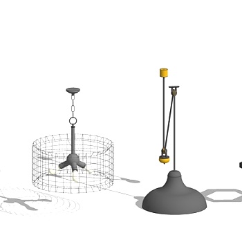现代金属吊灯su模型