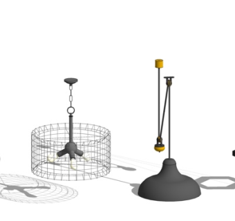 现代金属吊灯su模型