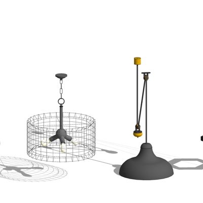 现代金属吊灯su模型