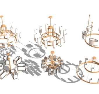 现代轻奢多头吊灯su模型