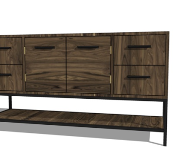 现代实木边柜su模型