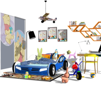 现代汽车儿童床su模型