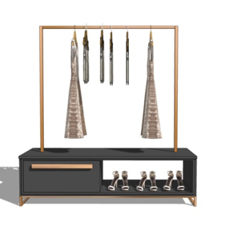 现代实木鞋柜su模型