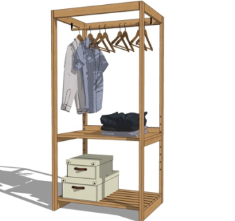 现代实木衣架su模型