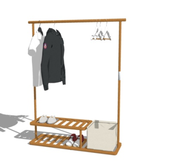 现代实木衣架su模型