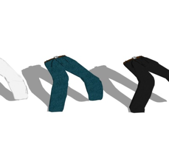 现代休闲裤su模型