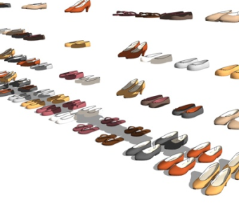 现代鞋子组合su模型