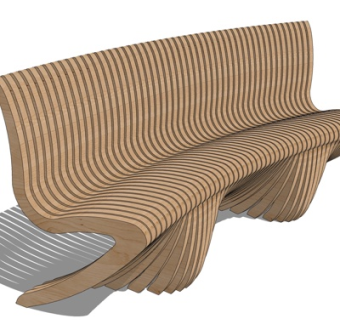 现代实木公用椅su模型