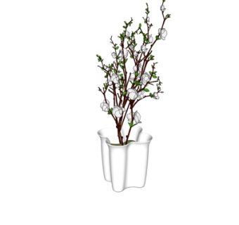 现代花卉盆栽su模型