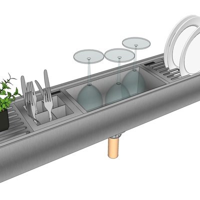 现代金属碗架碗柜su模型