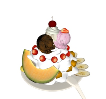 现代水果奶油蛋糕su模型