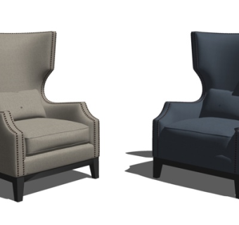 现代布艺高靠背休闲椅su模型