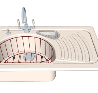 现代金属水槽su模型