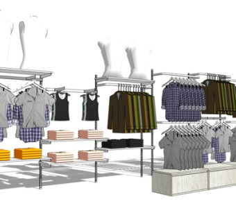 现代服饰货架su模型