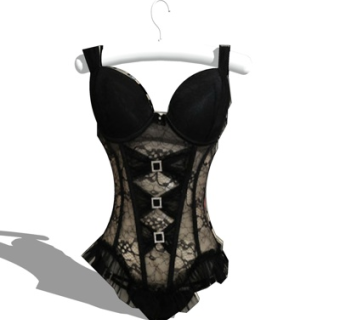 现代黑色镂空蕾丝内衣su模型