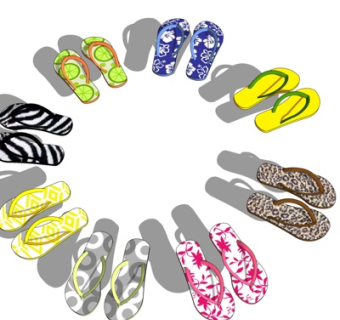 现代人字拖鞋组合su模型