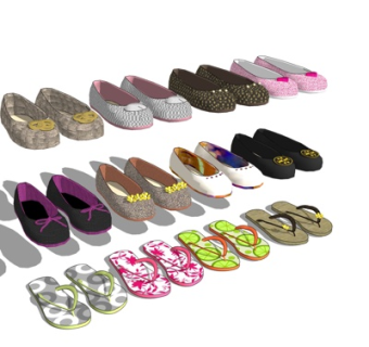 现代拖鞋鞋子组合su模型