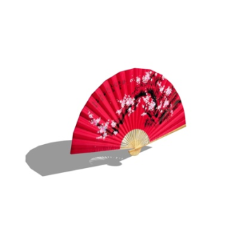 日式桃花折扇su模型