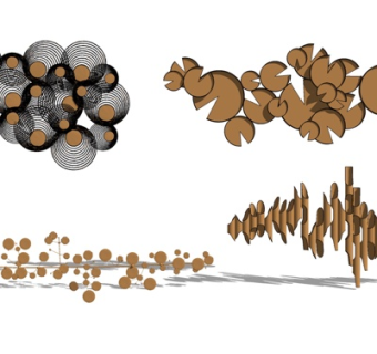 现代轻奢墙饰挂件su模型