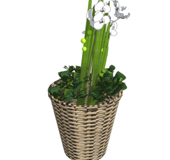 现代编织花篮su模型