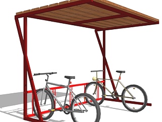 现代自行车车棚su模型