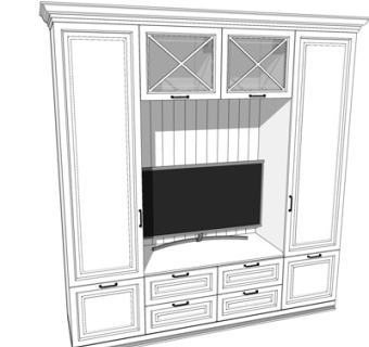简欧电视柜su模型