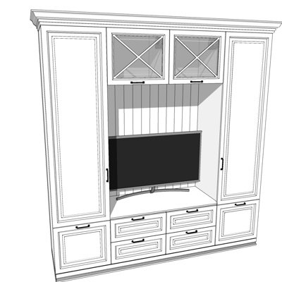 简欧电视柜su模型