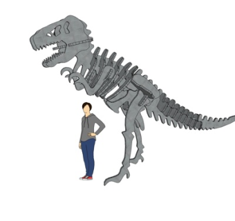 现代恐龙骨架摆件su模型