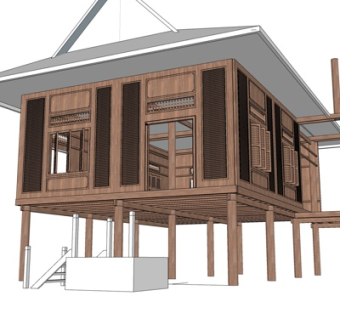东南亚高脚楼su模型